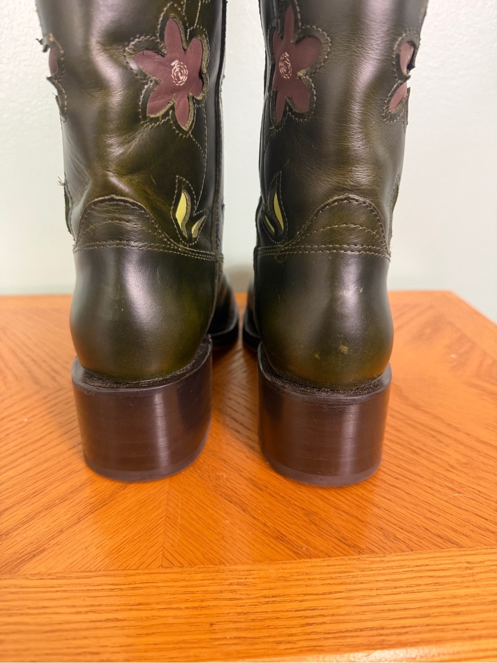 FRYE Campus 14L Boots Leather Floral Green Size 6.5B - Picture 9 of 12